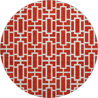 Piper Looms Mayfield Geometric AMF916 Red Machine Washable Area Rug Round Main Image