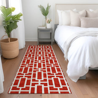 Piper Looms Mayfield Geometric AMF916 Red Machine Washable Area Rug Runner Lifestyle Image Feature