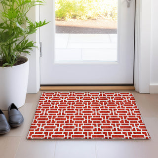 Piper Looms Mayfield Geometric AMF916 Red Machine Washable Area Rug Scatter Lifestyle Image Feature