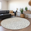 Piper Looms Mayfield Geometric AMF916 Silver Machine Washable Area Rug Round Lifestyle Image Feature
