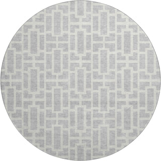 Piper Looms Mayfield Geometric AMF916 Silver Machine Washable Area Rug Round Main Image