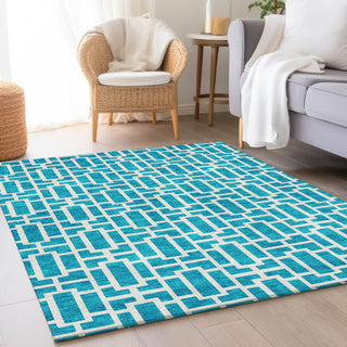 Piper Looms Mayfield Geometric AMF916 Turquoise Machine Washable Area Rug Lifestyle Image Feature