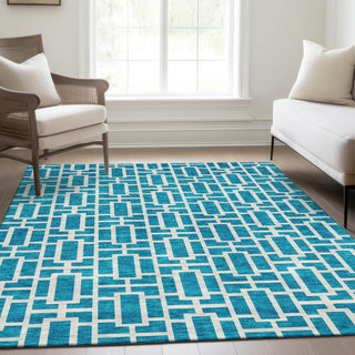Piper Looms Mayfield Geometric AMF916 Turquoise Machine Washable Area Rug Lifestyle Image Feature