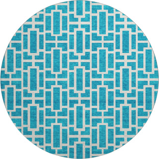 Piper Looms Mayfield Geometric AMF916 Turquoise Machine Washable Area Rug Round Main Image