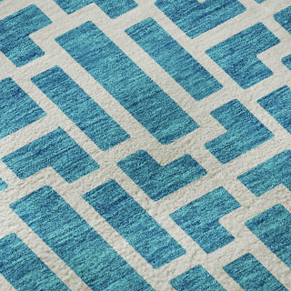 Piper Looms Mayfield Geometric AMF916 Turquoise Machine Washable Area Rug Swatch Image