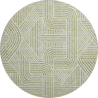Piper Looms Mayfield Lines AMF917 Aloe Machine Washable Area Rug Round Main Image