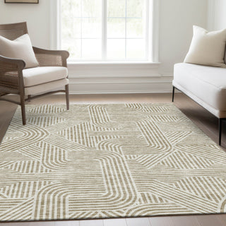 Piper Looms Mayfield Lines AMF917 Beige Machine Washable Area Rug Lifestyle Image Feature