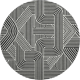 Piper Looms Mayfield Lines AMF917 Black Machine Washable Area Rug Round Main Image
