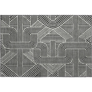 Piper Looms Mayfield Lines AMF917 Black Machine Washable Area Rug Scatter Main Image