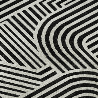 Piper Looms Mayfield Lines AMF917 Black Machine Washable Area Rug Swatch Image