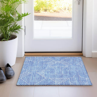 Piper Looms Mayfield Lines AMF917 Blue Machine Washable Area Rug Scatter Lifestyle Image Feature