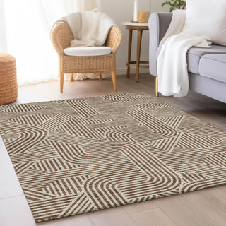 Piper Looms Mayfield Lines AMF917 Brown Machine Washable Area Rug Lifestyle Image Feature