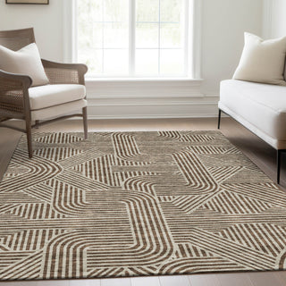 Piper Looms Mayfield Lines AMF917 Brown Machine Washable Area Rug Lifestyle Image Feature