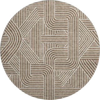 Piper Looms Mayfield Lines AMF917 Brown Machine Washable Area Rug Round Main Image