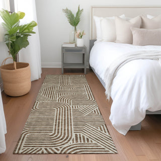 Piper Looms Mayfield Lines AMF917 Brown Machine Washable Area Rug Runner Lifestyle Image Feature