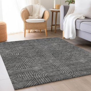 Piper Looms Mayfield Lines AMF917 Charcoal Machine Washable Area Rug Lifestyle Image Feature