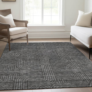 Piper Looms Mayfield Lines AMF917 Charcoal Machine Washable Area Rug Lifestyle Image Feature