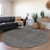 Piper Looms Mayfield Lines AMF917 Charcoal Machine Washable Area Rug Round Lifestyle Image Feature