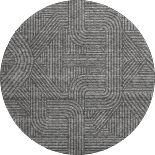Piper Looms Mayfield Lines AMF917 Charcoal Machine Washable Area Rug Round Main Image