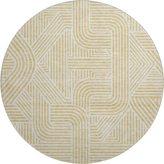 Piper Looms Mayfield Lines AMF917 Gold Machine Washable Area Rug Round Main Image
