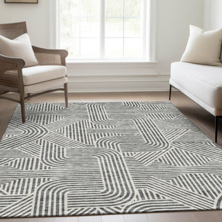 Piper Looms Mayfield Lines AMF917 Gray Machine Washable Area Rug Lifestyle Image Feature