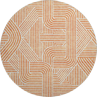 Piper Looms Mayfield Lines AMF917 Orange Machine Washable Area Rug Round Main Image