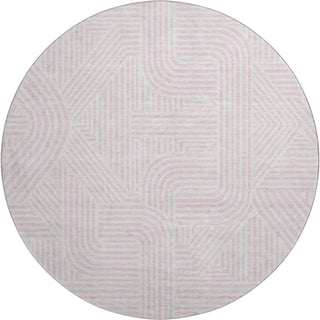 Piper Looms Mayfield Lines AMF917 Pink Machine Washable Area Rug Round Main Image