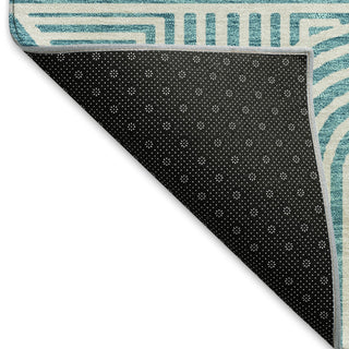 Piper Looms Mayfield Lines AMF917 Teal Machine Washable Area Rug Backing Image