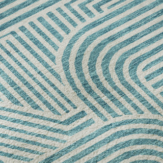 Piper Looms Mayfield Lines AMF917 Teal Machine Washable Area Rug Swatch Image