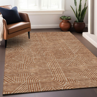 Piper Looms Mayfield Lines AMF917 Terracotta Machine Washable Area Rug Lifestyle Image Feature
