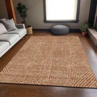 Piper Looms Mayfield Lines AMF917 Terracotta Machine Washable Area Rug Lifestyle Image Feature