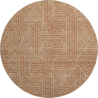 Piper Looms Mayfield Lines AMF917 Terracotta Machine Washable Area Rug Round Main Image