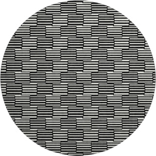 Piper Looms Mayfield Lines AMF918 Black Machine Washable Area Rug Round Main Image