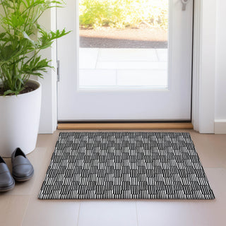 Piper Looms Mayfield Lines AMF918 Black Machine Washable Area Rug Scatter Lifestyle Image Feature