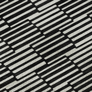 Piper Looms Mayfield Lines AMF918 Black Machine Washable Area Rug Swatch Image