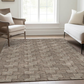 Piper Looms Mayfield Lines AMF918 Brown Machine Washable Area Rug Lifestyle Image Feature