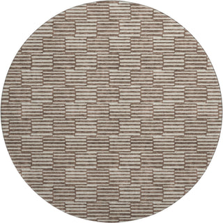 Piper Looms Mayfield Lines AMF918 Brown Machine Washable Area Rug Round Main Image