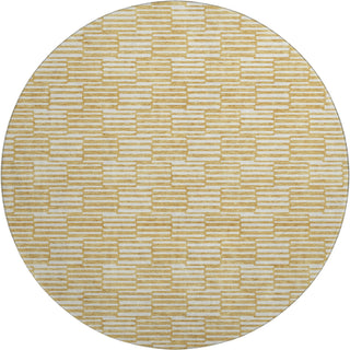 Piper Looms Mayfield Lines AMF918 Gold Machine Washable Area Rug Round Main Image