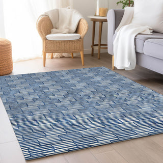 Piper Looms Mayfield Lines AMF918 Navy Machine Washable Area Rug Lifestyle Image Feature