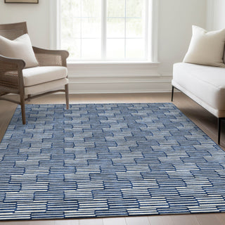 Piper Looms Mayfield Lines AMF918 Navy Machine Washable Area Rug Lifestyle Image Feature