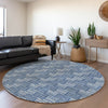 Piper Looms Mayfield Lines AMF918 Navy Machine Washable Area Rug Round Lifestyle Image Feature