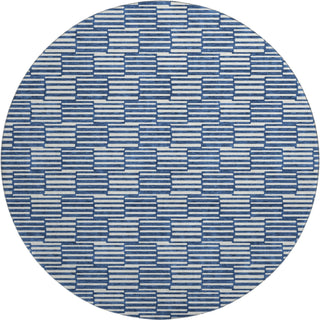 Piper Looms Mayfield Lines AMF918 Navy Machine Washable Area Rug Round Main Image