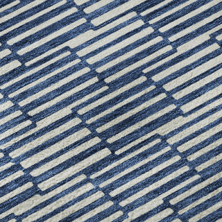 Piper Looms Mayfield Lines AMF918 Navy Machine Washable Area Rug Swatch Image