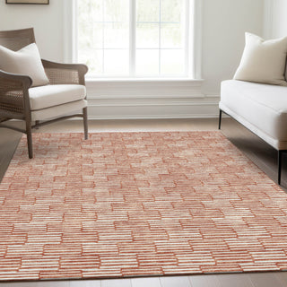 Piper Looms Mayfield Lines AMF918 Salmon Machine Washable Area Rug Lifestyle Image Feature