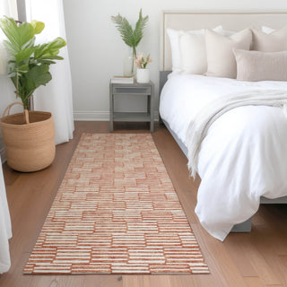Piper Looms Mayfield Lines AMF918 Salmon Machine Washable Area Rug Runner Lifestyle Image Feature