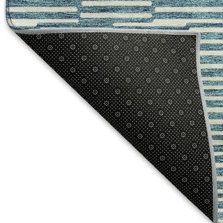 Piper Looms Mayfield Lines AMF918 Teal Machine Washable Area Rug Backing Image