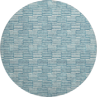 Piper Looms Mayfield Lines AMF918 Teal Machine Washable Area Rug Round Main Image