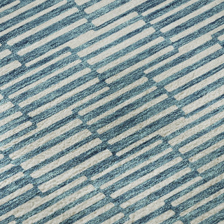 Piper Looms Mayfield Lines AMF918 Teal Machine Washable Area Rug Swatch Image