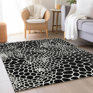 Piper Looms Mayfield Geometric AMF919 Black Machine Washable Area Rug Lifestyle Image Feature
