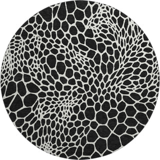 Piper Looms Mayfield Geometric AMF919 Black Machine Washable Area Rug Round Main Image